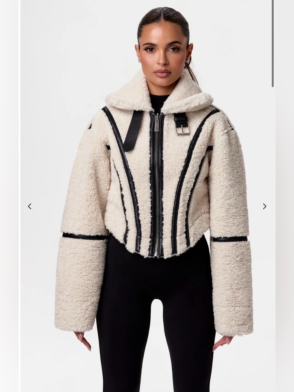 Naked Wardrobe Reversible Vegan Leather Sherpa Jacket